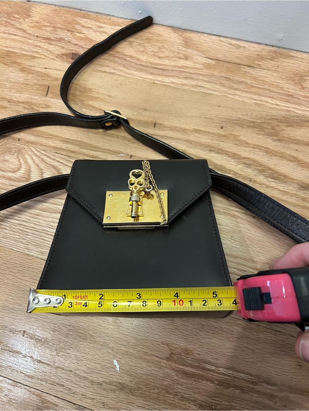 Escada Vintage Black Leather Shoulder Bag with Gold Logo